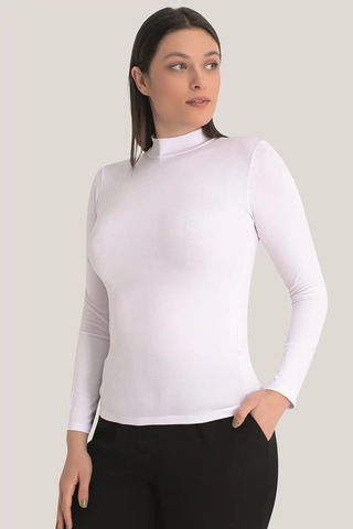 Terrien Premium Rahat Giyim Serin Hava Trend Stil Kadın Beyaz Balıkçı Yaka Uzun Kollu Body 3 Adet Beyaz-3