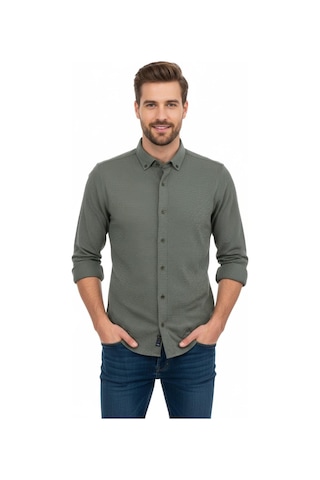 Rasstmen Erkek Spor Slim Fit Uzun Kol Petek Dokulu Gömlek Bgl-st04823 Haki
