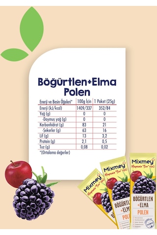 Mixmey Bee Polen Böğürtlen Meyve Barı 24 Adet | Atıştırmalıklar – Glutensiz (25GR X 24 ADET)