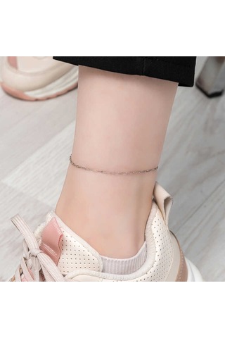 925 Ayar Gümüş Zincir Desenli Halhal Çok Renkli