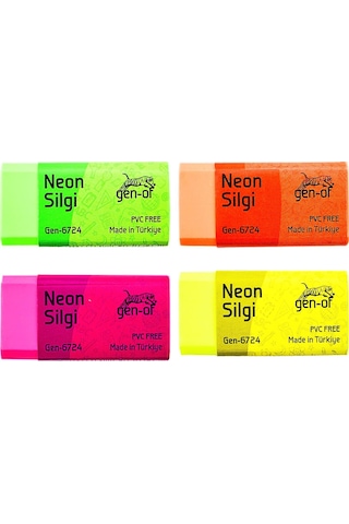 Gen-of No:24 Pvc Free Orta Boy Neon Silgi Gen-6724 10 Adet
