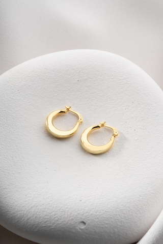 925 Ayar Gümüş Gold Rengi Sade 15 Mm Şarnel Küpe Gold