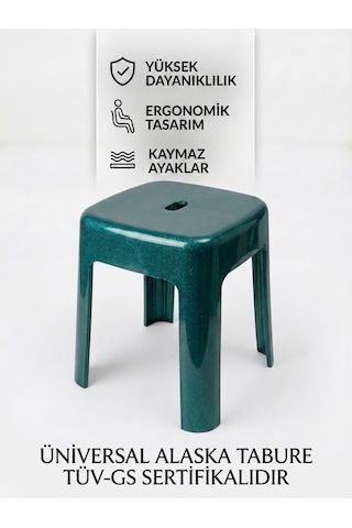 Saban Plastik Alaska Model Sağlam Tabure 36x36x46cm Yeşil