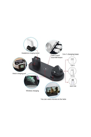 Fastbuy 15w Kablosuz Şarj İstasyonu: Qi Desteği, İos, Android, İwatch, Airpods Uyumlu, Siyah