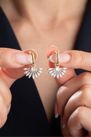 Çekirdekjewelry Kadın 925 Ayar Gümüş Işıltılı Küpe Modern Ve Şık Model Çok Renkli