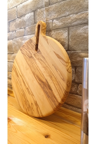Zeytin Ağacı Ahşap Pizza Peynir Sunum Saplı Kesme Tahtası