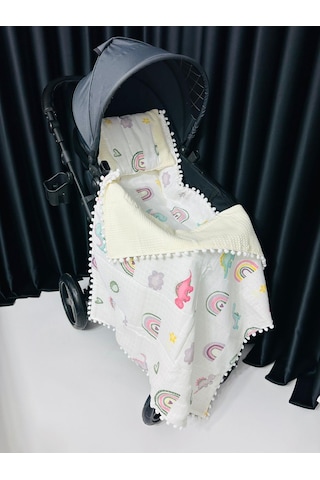 Dino 90 100 Çift Katlı Pikeli Müslin Battaniye Yastık Ve Alt Açma 3 Lü Set - Sarı Sarı