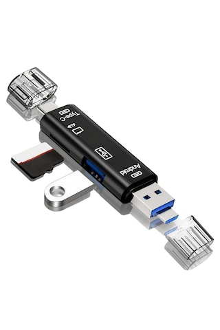 Go İthalat 5 İn 1 Çok Fonksiyonlu Usb 2.0 Micro Sd Kart Okuyucu - Usb/micro Usb/type-c Çıkışlı, Otg