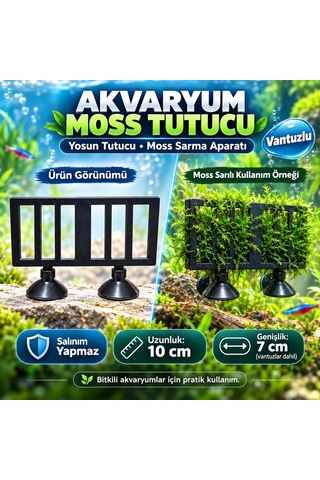 Akvaryum Moss Tutucu - Yosun Tutucu - Moss Sarma Aparatı - Vantuzlu - Salınım Yapmaz - 10x7 Cm