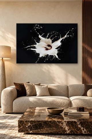 Fida Siyah Fonda Beyaz Sıçrama Canvas Tablo