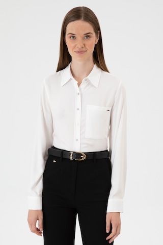 U.s. Polo Assn. Kadın Beyaz Gömlek Desenli 50316412-vr013 Beyaz