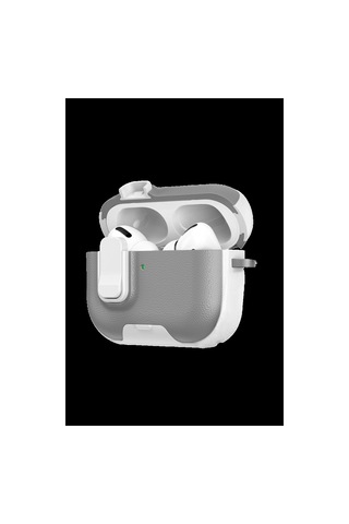 Apple Uyumlu Airpods Pro 3 3.nesil Rova Deri Kılıf - Beyaz Düz Renkli