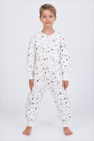 Kız Erkek Çocuk Kalın Elyaf Dolgulu Premium Kalite 2.5 Tog Desenli Uyku Tulumu Koyu Ekru