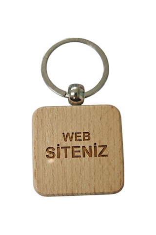 Kişiye Özel Kare Ahşap Anahtarlık Web Sitesi Yazılı Lazer Gravür Anahtarlık Kurumsal Promosyon & Özel Tasarım
