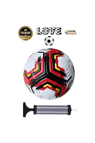2025 Desenli Tasarım Futbol Topu 4 Astarlı No:5 480 Gr + Pompa Hediyeli X506 Çok Renkli