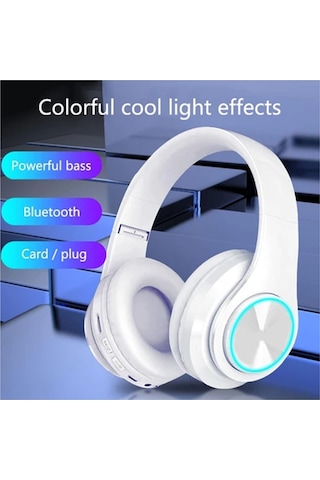 Mercitech B39 Bluetooth 5.0 Kablosuz Işıklı Katlanabilir Kulaküstü  Kulaklık