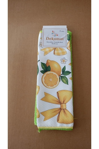 Microfiber Temizlik Bezi 40x50 Cm 2 Adet Hediye Kuşaklı Bir Adet Baskılı Bir Adet Naturel Yeşil