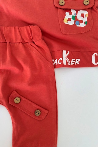 Minigimin Cicileri Cepli Nakış Detaylı Erkek Bebek 2 Li Takım - Kiremit