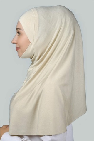 Altobeh Hazır Türban Peçeli Pratik Eşarp Tesettür Nikaplı Hijab - Namaz Örtüsü Sufle (XL) - Krem