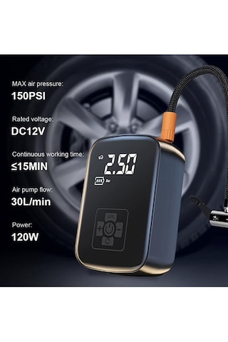 Kablosuz 3600 Mah Araç Kompresör 150 Psı Basınçlı Lastik, Bisklet