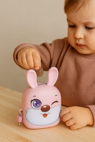 Kilitli Tavşan Desenli Metal Kumbara Açık Pembe Kilitli Tavşan Desenli Metal Kumbara Açık Pembe