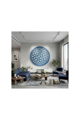 Abstract Daire Metal Duvar Tablosu - Metal Duvar Sanatı - Mor - 30 X 30 Cm