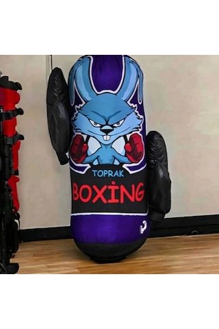 Çocuk Boks Torbası Eldiven Hediyeli Çocuklara Eğlenceli Evde Boks Unisex Kız-erkek Lacivert