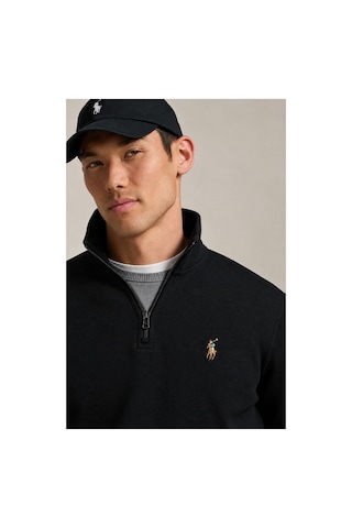 Polo Ralph Lauren Çift Yüz Interlok Yarım Fermuarlı Sweatshirt Siyah