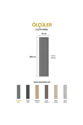 Vilo Mpc S Çıta Duvar Paneli Brushed Steel 265cm Yapıştırmalı Montaj - Neme Ve Darbeye Dayanıklı