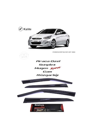 Hyundai Accent Blue Sunplex Marka Cam Rüzgarlığı Mugen 4'Lü