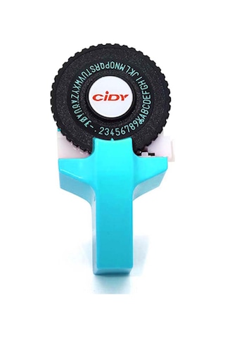 Skycity Mavi Mini Etiket Yazıcı - 9mm 2 Adet Bantlı Siyah + Rastgele Renk - Plastik Malzeme - El Defteri Dekorasyonu İçin Basma Makinesi