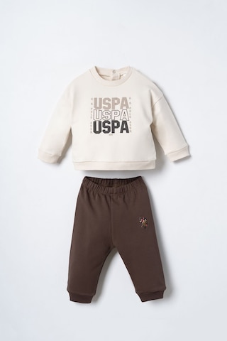 U.S. Polo Assn. Erkek Bebek Baskılı Krem Uzun Kol Pijama Takım Usb3180-c-v1 Usb3180-c-v1