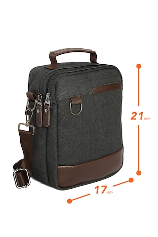 Bay Pablo C86 Antrasit Kanvas El Ve Omuz Çantası