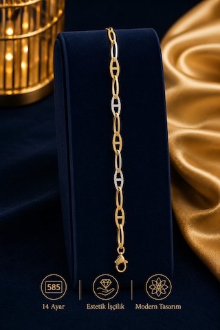Aks Gold 14 Ayar Mariner Zincir Bileklik 2,80 Gram 20 Cm