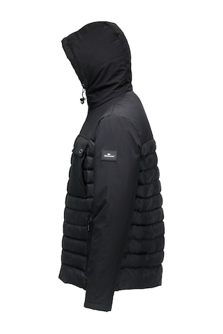 Erkek Kapüşonlu Göğüs Cepli Şişme Siyah Mont 001