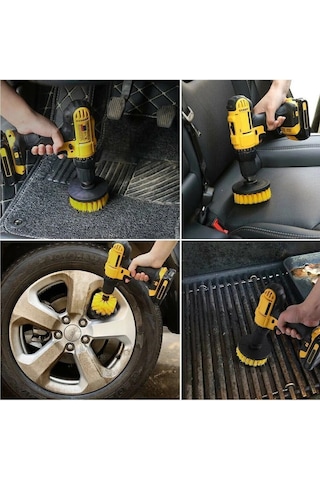 İsgstore 3lü Set Matkap Ucuna Takılan Duşa Kabin Fayans Banyo Küvet Oto Koltuk Lastik Yıkama Temizleme Fırça