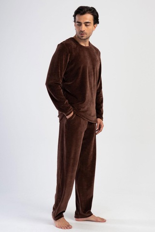 Vienetta Erkek Uzun Kol Kadife Kahve Pijama Takım C8t9n0o304 001