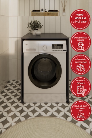 Odaco Premium Çkmd-01 %100 Mdf Çamaşır Ve Kurutma Makinası Banyo Dolabı Antrasit