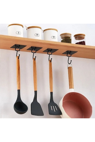 Maiyame Banyo Mutfak Sıkıcı Değişkenler İçin Siyah Dayanıklı Pvc Metallı Duvar Kanca, 10 Adet, 6.7x6.7 Cm, Delme Yok, Su Geçirmez