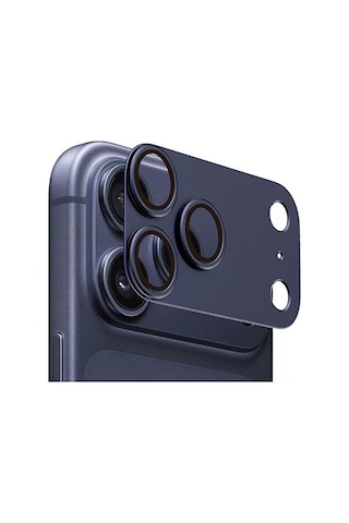 Adige İphone 17 Pro Max Kamera Lens Koruyucu Lacivert + Ekran Koruyucu Lacivert