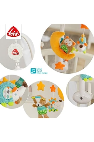 Fehn Müzik Mobil Orman - Orman Hayvanları İle Bebek Uyku Yardımı - Bebek Mobil Müzik Kutusu Melodi - 0-5 Ay Arası Bebekler İçin Müzik Mobil Bebek Yatağı Oyuncak