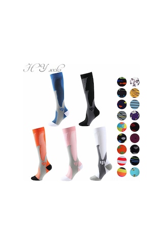 Geeroyoo Siyah Kompresyon Çorap Spor Ve Günlük Kullanıma Uygun Elastik Yüksek Bilekli Dayanıklı Erken Tamir Siyah