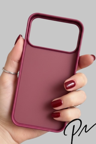 Iphone 17 Pro Max Uyumlu Kılıf Logolu Lansman Soft Yumuşak Içi Kadife Silikon Kapak Bordo