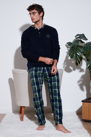 Buratti Ekose Regular Fit Bisiklet Yaka Kışlık Polar Erkek Pijama Takımı 609610013W4 Lacivert