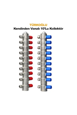 1'inç 16 Lık Kendinden Vanalı 10 Lu Kollektör Takıl Halinde Satılır 2 Adet Kırmızı-mavi Diğer