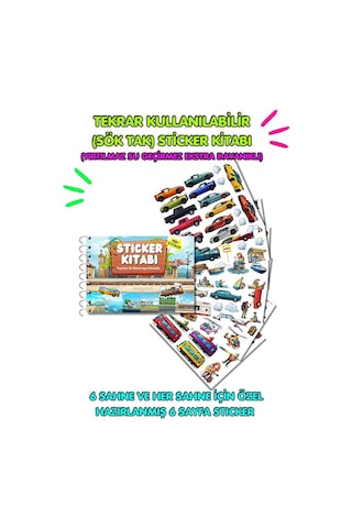 Tekrar Kullanılabilir Sticker Kitabı Taşıtlar