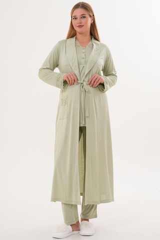 Mecit 6330 Yeşil Sabahlıklı Lohusa Pijama Takımı