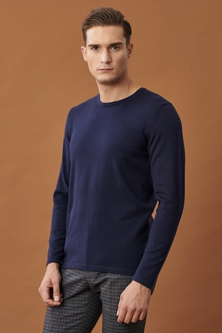 AC&Co / Altınyıldız Classics Altinyildiz Classics Erkek Lacivert Standart Fit Normal Kesim Bisiklet Yaka Desensiz Basic Triko 4A4921100076LACXXL Lacivert