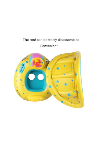 Güneşlikli Bebek Şişme Yüzme Koltuğu Sarı - Mavi