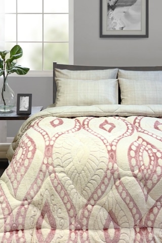 Alla Turca Desenli Jakarlı Wellsoft Uyku Seti-özel Çanta Hediyeli-düz Çarşaflı 2 Yastık Kılıflı, Pembe/krem Krem - Pembe